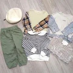 新品未使用込み　キッズ服 長袖カットソーとボトムスセット　ベレー帽付き