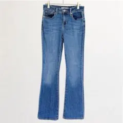 Levis【W26】リーバイス デニムパンツ ブーツカット 無地 ブルー 綿