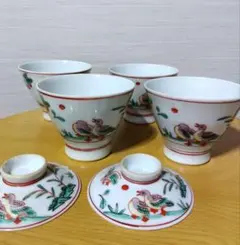 有田焼 吉祥作 小鉢揃 金襴手 色絵 赤絵 高台小鉢 5客セット 共箱