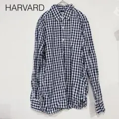 HARVARD ライトオン　ネイビー ギンガムチェック ボタンダウンシャツ　Mのサムネイル