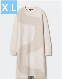 ユニクロ　マリメッコラムクルーネックワンピース　オフホワイト　XLサイズ　完売品