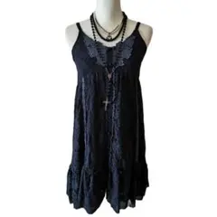 Y2K フェアリーグランジ ダークコケット 総レースキャミワンピ