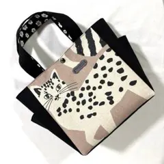 トートバッグ　サイドポケット付き　猫柄　エチノ生地　ハンドメイド