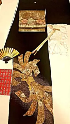 超美品❇️辻ケ花黒留め袖　正絹黒留袖比翼仕立て　５つ紋６点フルセット