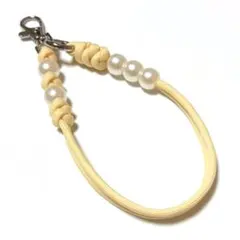 【内周約27cm】パラコード　パール　ハンドストラップ