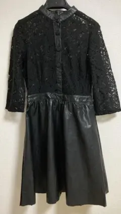 【ZARA BASIC】レース・レザーワンピース