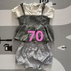 Petit main ベビー服　ふりふりかわいい半袖　上下セット　70