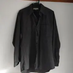 ダークグレー ストライプ 長袖シャツ