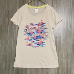 アディダス　プリントTシャツ　ベージュ　L