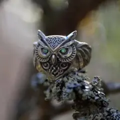 フクロウ 梟 リング 指輪 シルバー メンズ レディース アクセサリー ストーン