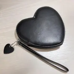 ハート型黒合成皮革バッグ