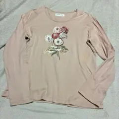 kaneko isao 花プリント長袖Tシャツ　サーモンピンク