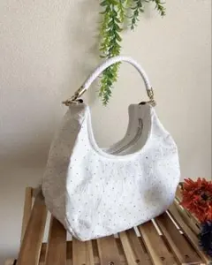 ファスナー付きバッグ・ラメとツイード生地