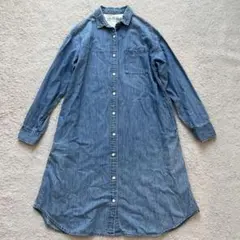 無印　長袖デニムシャツワンピース