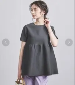 UNITED ARROWS定価1.8万円P ペプラム ショートスリーブ ニット