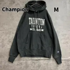 チャンピオン リバースウィーブ パーカー M 黒 プリントロゴ【8451】