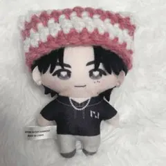 ぬい服 猫耳帽子　ねこみみ　ニット帽　ちびぐるみ　編み物　赤　かぷっこ