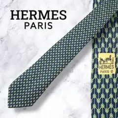 【極美品】エルメス HERMES シルク100% ネクタイ 総柄 フランス製