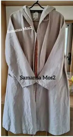Samansa Mos2　リネン混フードロングコート