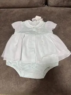 ミントグリーン フリルロンパース