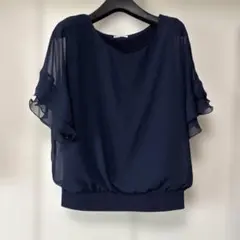 ELLE❤︎2重生地ネイビーブラウス⭐︎超美品！のサムネイル