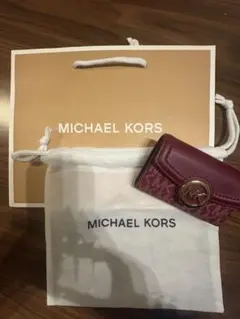 MICHAEL KORS バーガンディ モノグラムキーケース