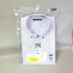 【新品未開封】スリム ストライプ柄 半袖ワイシャツ M(39)　⑦