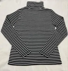 【未使用】長袖 タートルネック 裏起毛 ボーダー Mサイズ