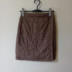 ユニクロ　防風ウォームイージーラップスカート 茶　巻きスカート　M