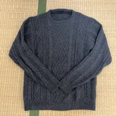 BARNEYS NEW YORK グレー ケーブル編みセーター Lのサムネイル