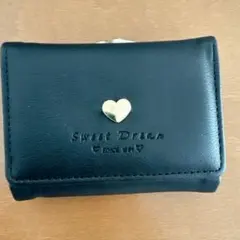 三つ折り ミニ財布 ブラック 新品 レディース がま口 レザー コンパクト