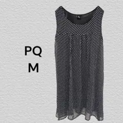 PQ ノースリーブ チュニック M ドット柄 ブラック