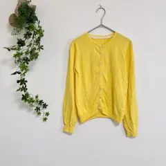 ［earth］長袖カーディガン（S）ラウンドネック 前開きボタン付 薄手