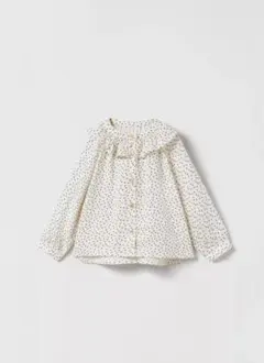 ZARA 白地に黒のハート模様 シャツ 80cm