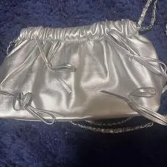 シルバー ギャザーショルダーバッグ