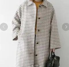 アーバンリサーチロッソ ウール混チェック柄ステンカラーロングコート