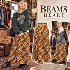 BEAMS HEART ビームスハート フレアスカート チェック 美品