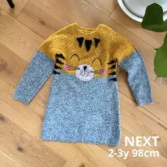 【✧NEXT✧】ネコ柄 ニットワンピース 2-3y