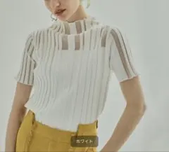 UNITED TOKYO ランダムシースルーリブプルオーバー　ホワイトのサムネイル