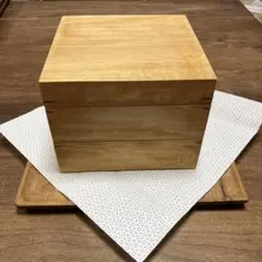 白木重箱　2段重ね　漆塗