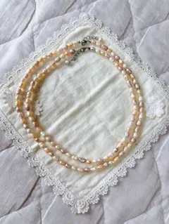 [ハンドメイド]淡水パール ネックレス ピンク系2本セット