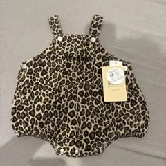 fmb ヒョウ柄刺繍ロンパース カバーオールサロペット ベージュ 80 タグ付
