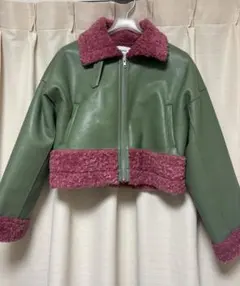 jouetie クロップドジャケット グリーン/ピンク