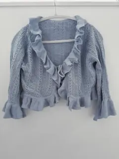 INGNI グレー フリル付きニットカーディガン