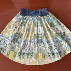 ANNA SUI mini (ベルト付)水彩画風総柄プリント　130スカート