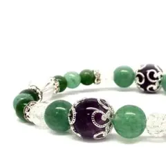 天然石 アベンチュリン アメジスト クラック水晶 デザインブレスレット