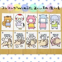 カード コンコンクシャンのうた 手洗い 保育教材 ペープサート