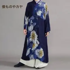 タグ付き未使用　カヤ　和モダン　花筏ならいワンピース　芍薬　花柄　着物ワンピースのサムネイル