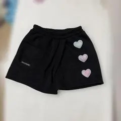 キッズ ハーフパンツ 110cm ブラック ハート刺繍 ボア