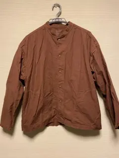 無印良品　ノーカラーシャツ ジャケット　ブラウンのサムネイル